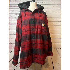 Carhartt Full‎ Zip Jacket Hooded 2XL 105621 XXL Relaxed Fit Shacket Plaid Lined